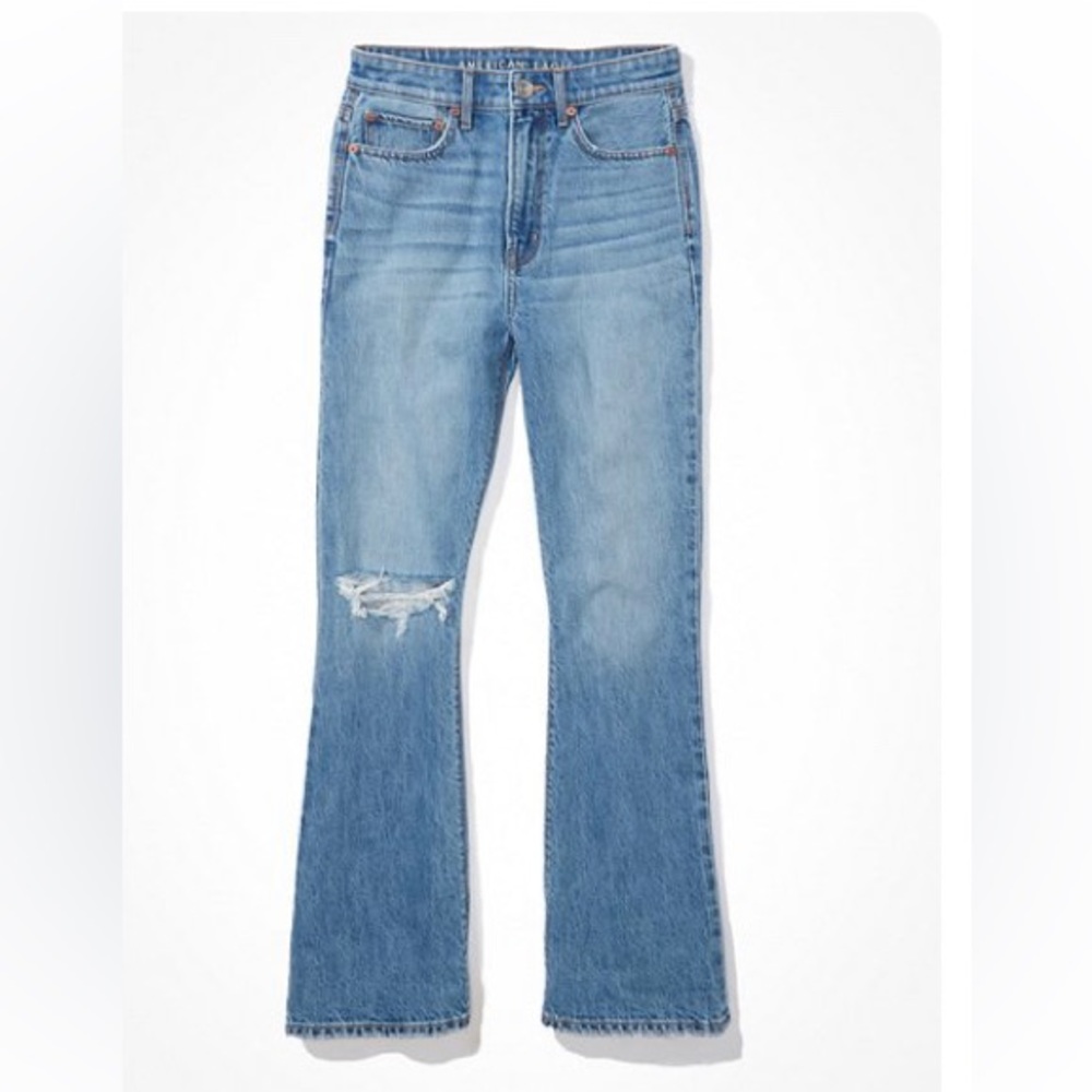 AE RIPPED HIGHEST WAIST '90S FLARE JEAN